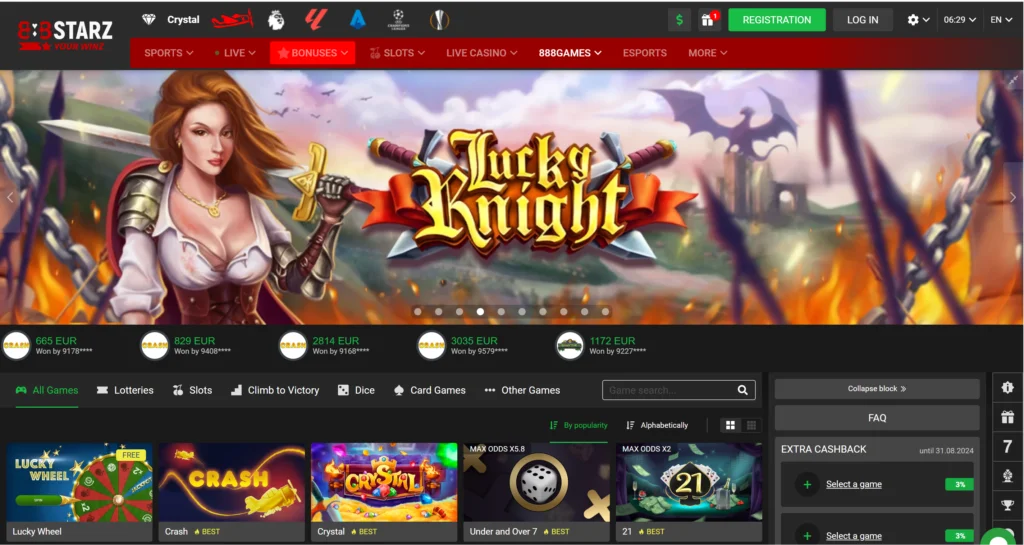 بازی های کازینویی در 888Starz